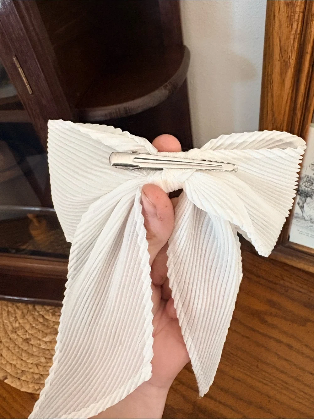 Target Cream Pleated Bow Hair Clip